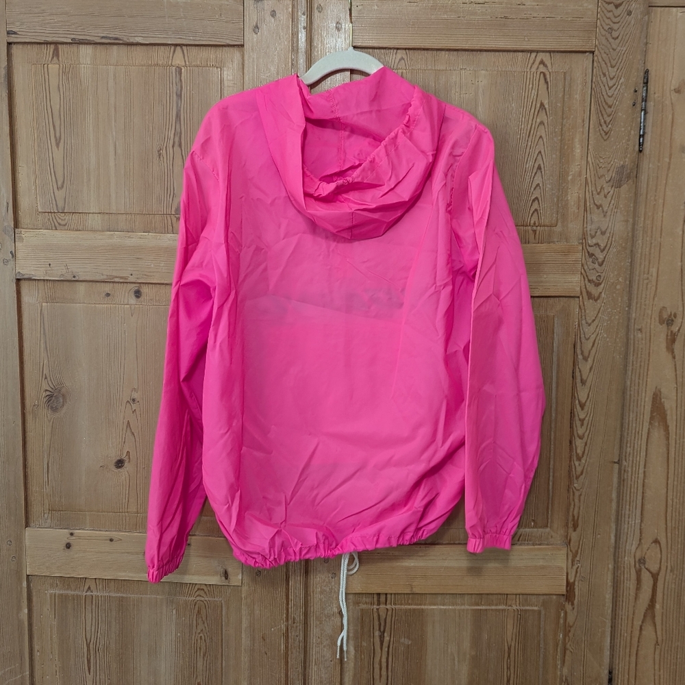 VTG Boeing Pullover 1/4 Zip Hooded Running Jacket Windbreaker Neon Pink - Picture 5 of 7